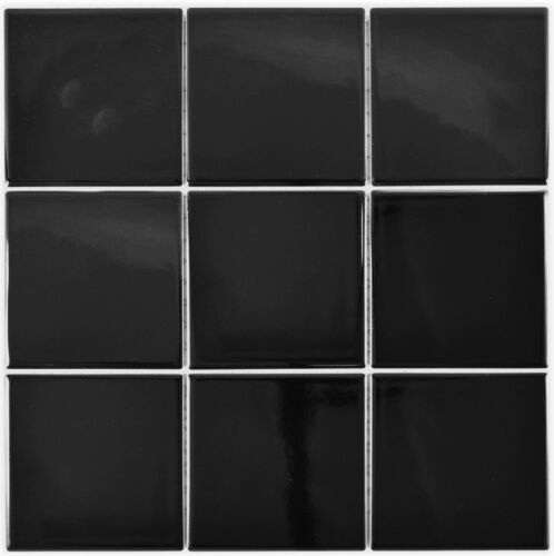 Wandfliese schwarz glänzend Fliesenspiegel Dusche Küche 23-0301| 10Mosaikplatten - Bild 1 von 4