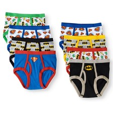 Justice League Superman Batman Flash Logo 8 PC Briefs Underwear Boy Size 6
