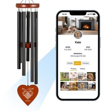 Pet Memorial Wind Chimes for Dogs/Cats,Wind Chimes with QR Memorial Webpage, ...