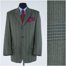 Mens Check Plaid Blazer 40R UK Size NO1 Brown Wool Sport Coat Vintage Jacket