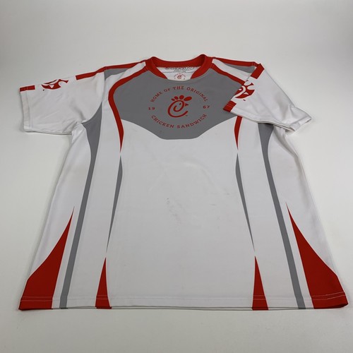 Chick-Fil-A Nylon Hemd RAR Erwachsene Large rot weiß **LESEN** - Bild 3 von 15