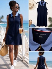 NWT Tommy Hilfiger Navy Sleeveless Polo Dress XL Quarter Zip