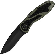 Kershaw Blur Assisted Opening Knife Green Aluminum Handle Black DLC Blade