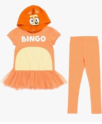 Bluey Girls Bingo 2- Piece T-shirt  dress + Leggins Outfit Toddler 2T