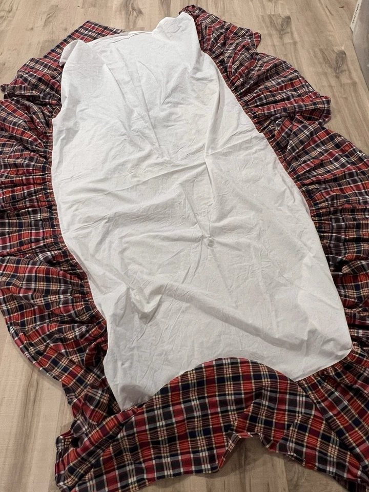 Ralph Lauren Vintage Kennebunkport Madras 2 Piezas Doble Sábana Plana y Falda Cama Foto 3 de 4