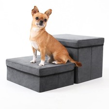 Target Grey Dog Steps with Storage for Small Pets Easy Assembly Portable Stairs