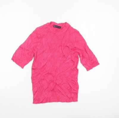 Marks and Spencer Damen Rosa Stehkragen Rippstrick Pullover Größe 10
