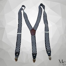 BILL BODY Black  White Checkered Men Elastic Adjustable Suspenders In EX COND