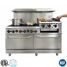 NSF 60'' Commercial Gas Range W/ Oven Griddle Cheese Melter New Grate Burner