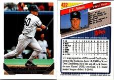 1993 Topps Gold J.T. Snow #422 Parallel Rookie Card RC. rookie card picture