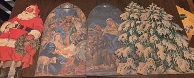 Christmas Die Cut Collection of 5 Jumbo Decorations Santa Christmas Tree More!