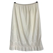 Vintage Midi Slip Skirt Embroidered Eyelet Lace Verona M Coquette