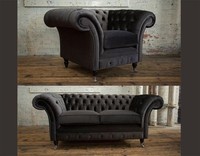 3+2+1 Sofagarnitur Chesterfield Polster Sofa Leder Sofas Couchen Textil Couch