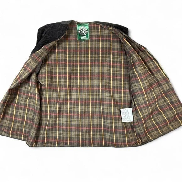 Oxford Blue Waxed Cotton Field Vest Gilet Black Corduroy Plaid Lining XL UK 44 - Image 3 of 4