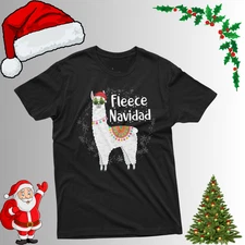 Funny Fleece Navidad Llama Christmas T-Shirt Men’s Feliz Navidad Holiday Tee