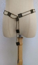 Vintage Egyptian Revival Metal Chain Belt Panel Belt