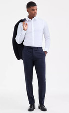 Calvin Klein Mens Slim fit Dress Pants 30 / 32 Navy Blue Solid Stretch