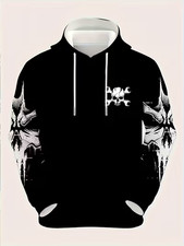 Black Gothic 3D Skull Hoodie All Over Print - 3D Hoodie Print