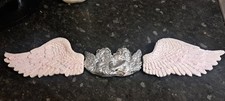 White Glitter Angel Wings With Chrome Silver Cherab Wall Hanging