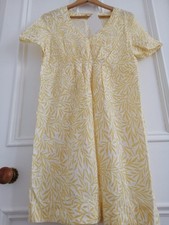 JOHN LEWIS LEMON V FRONT SLEEVELESS SUMMER DRESS 100% LINEN UK 14 40-42 BNWT