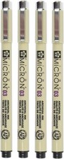 Sakura Pigma Micron 03 Black Pen 0.35Mm Line Width Pack of 4 03 