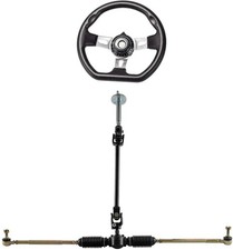 Go Kart Front Steering Wheel Shaft Tie Rod Rack Pinion Assembly ATV Buggy Quad