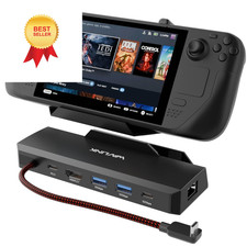 Steam Deck Dock, WAVLINK 6-in-1 Docking Station for Deck/ROG Ally Black