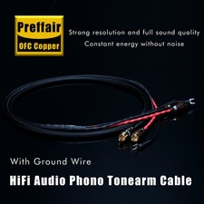 High speed HiFi Turntable RCA Cable Male Plug Interconnect Cord W/ Ground Wire