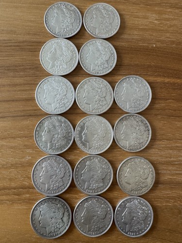 Lot of (16) 90% SILVER 1921 and 1889 Morgan Dollars US Coins