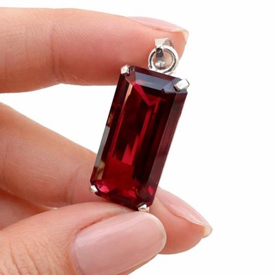 GIE Certified 22 Ct Natural Red Ruby Emerald Pendant 925 Silver Loose Gemstone