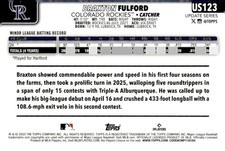 2025 Topps Update #US123 Braxton Fulford PINK SANDGLITTER
