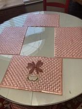 Vintage 4er Set Tischsets gewebt rosa