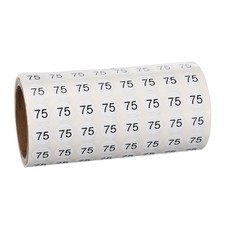 0.4" Small Round Number Stickers Roll, 1000 Pcs Circle Labels, Black Number 75