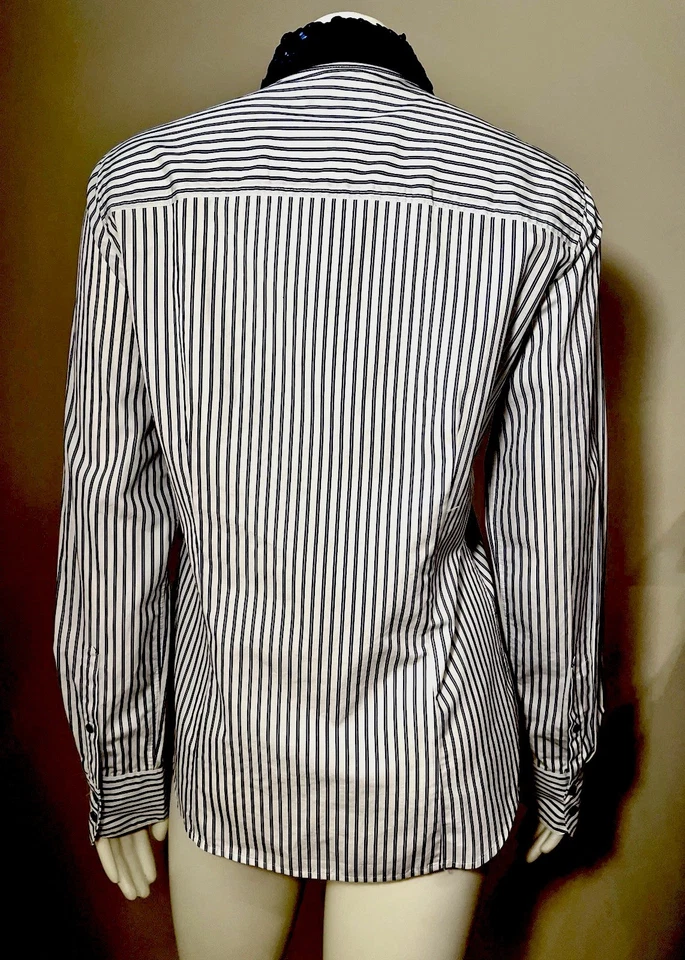 Camisa J CREW Blanca NVY Rayas Ajuste Perfecto Popelina Cuello Lentejuelas Talla 6 Totalmente Nueva Foto 4 de 4