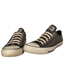 Converse Womens Chuck Taylor Spec Ox Silver Sparkle Shoes Sneakers 517479F Sz 7