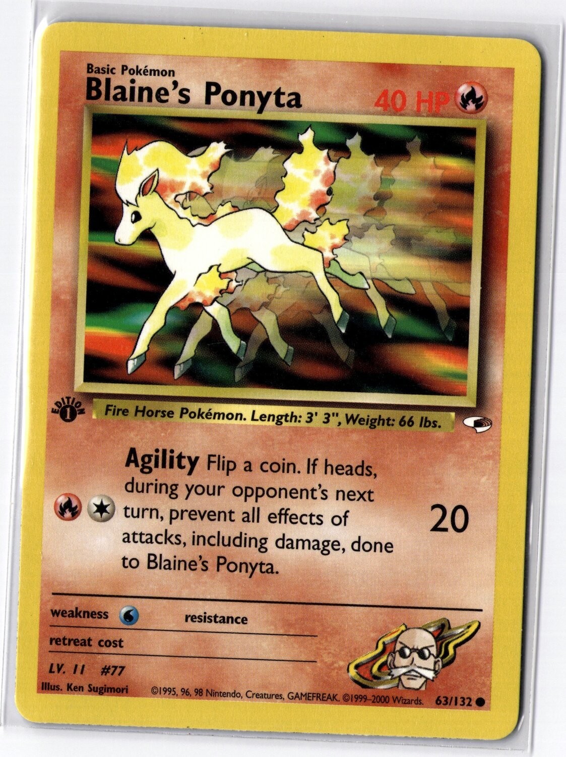 2000 Gym Heroes Blaine's Ponyta 1st Edition Common #63/132
