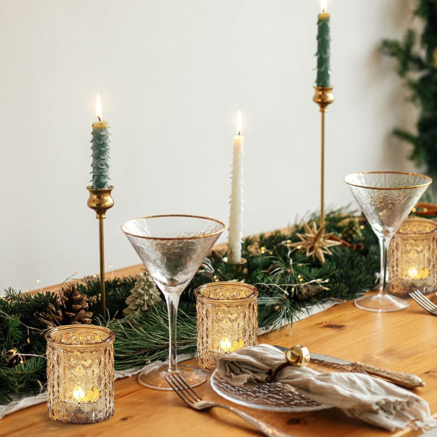 12pcs Gold Votive Candle Holders- Tealight Candle Holder for Table Centerpiece