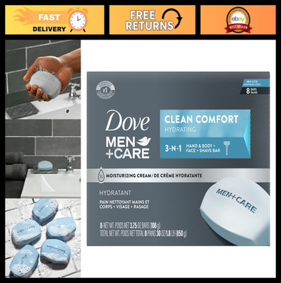 Hydrating Body & Face Bar Soap - Moisturizing Cleanser for Men - 8 Bars, 3.75 oz