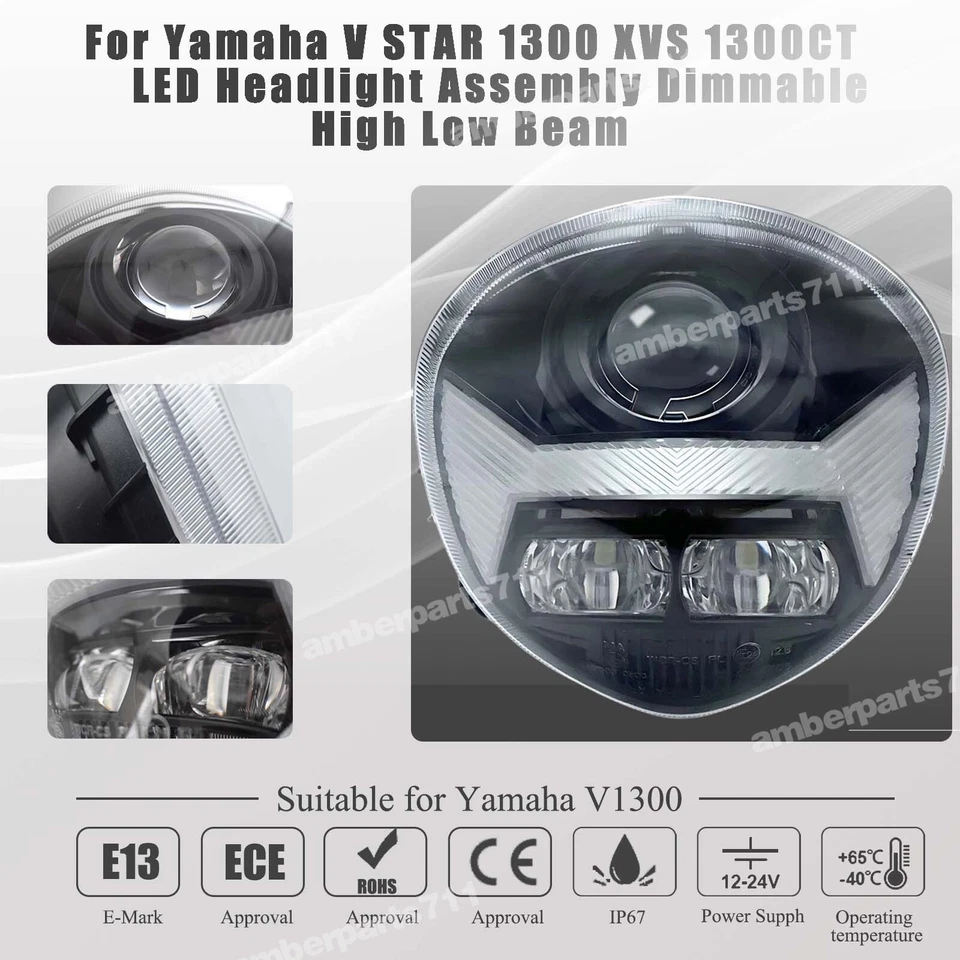 para Yamaha V STAR 1300 XVS 1300CT, Conjunto de faros LED Marca E Aprobado Foto 3 de 4