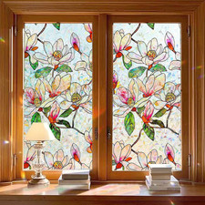 Stained Glass Window Film 17.5"x78.7" Rainbow Privacy Static Cling Heat