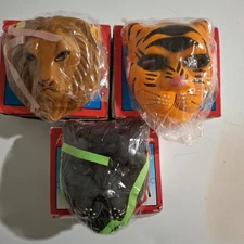 Set of 3 Artmark Wall Masks – Lion, Tiger & Black Panther – Hand Painted 1992 w/