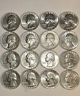 Lot Of 16 Very Good Condition 1964 Washington Quarters. 90% Silver $4 Face Value