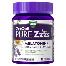 Vicks ZzzQuil Pure Zzzs Sleep Aid,1mg Melatonin Gummies,for Sleep, 48 Count