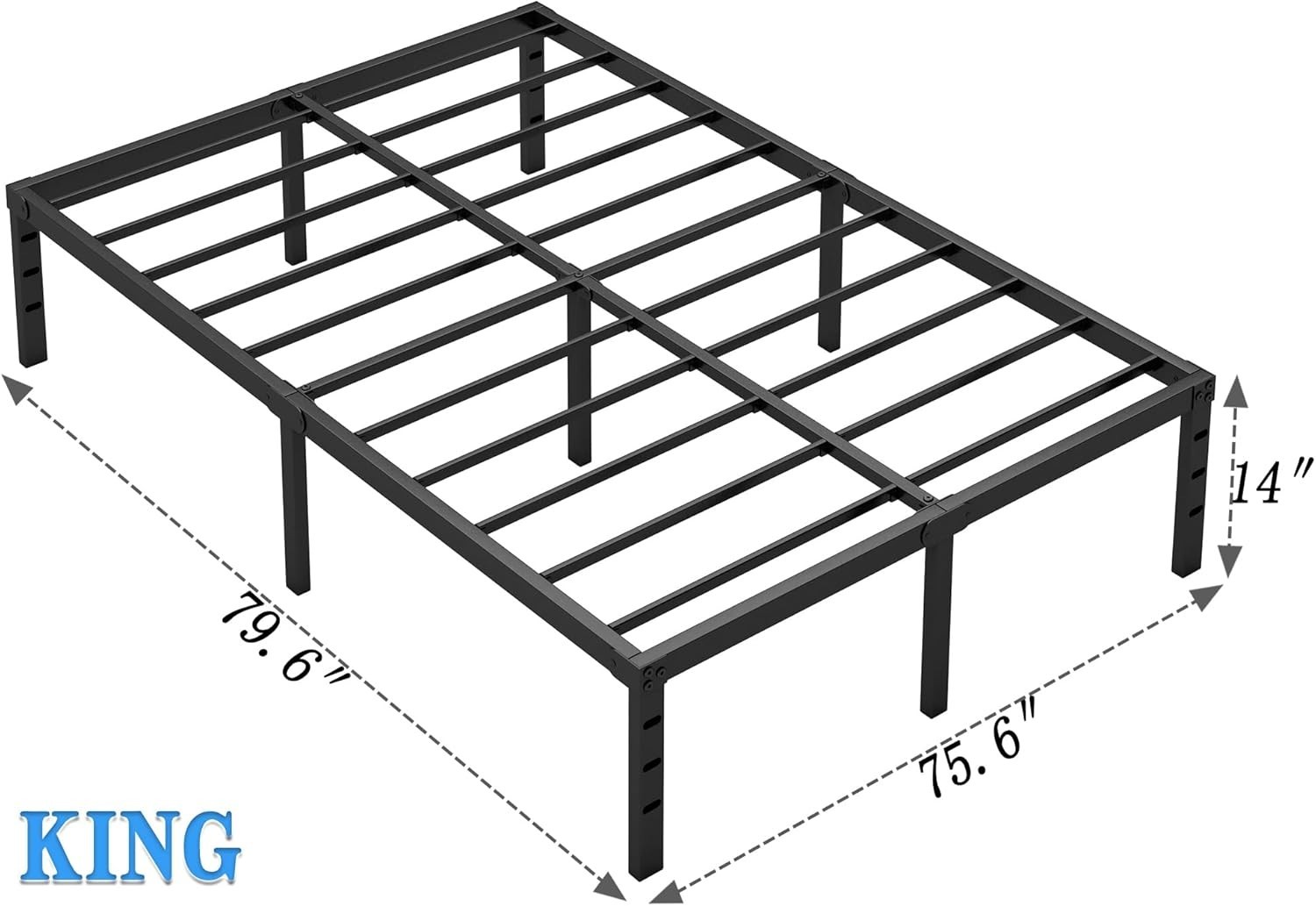Heavy Duty Black Sturdy Foundation Twin Full Queen King 14-inch