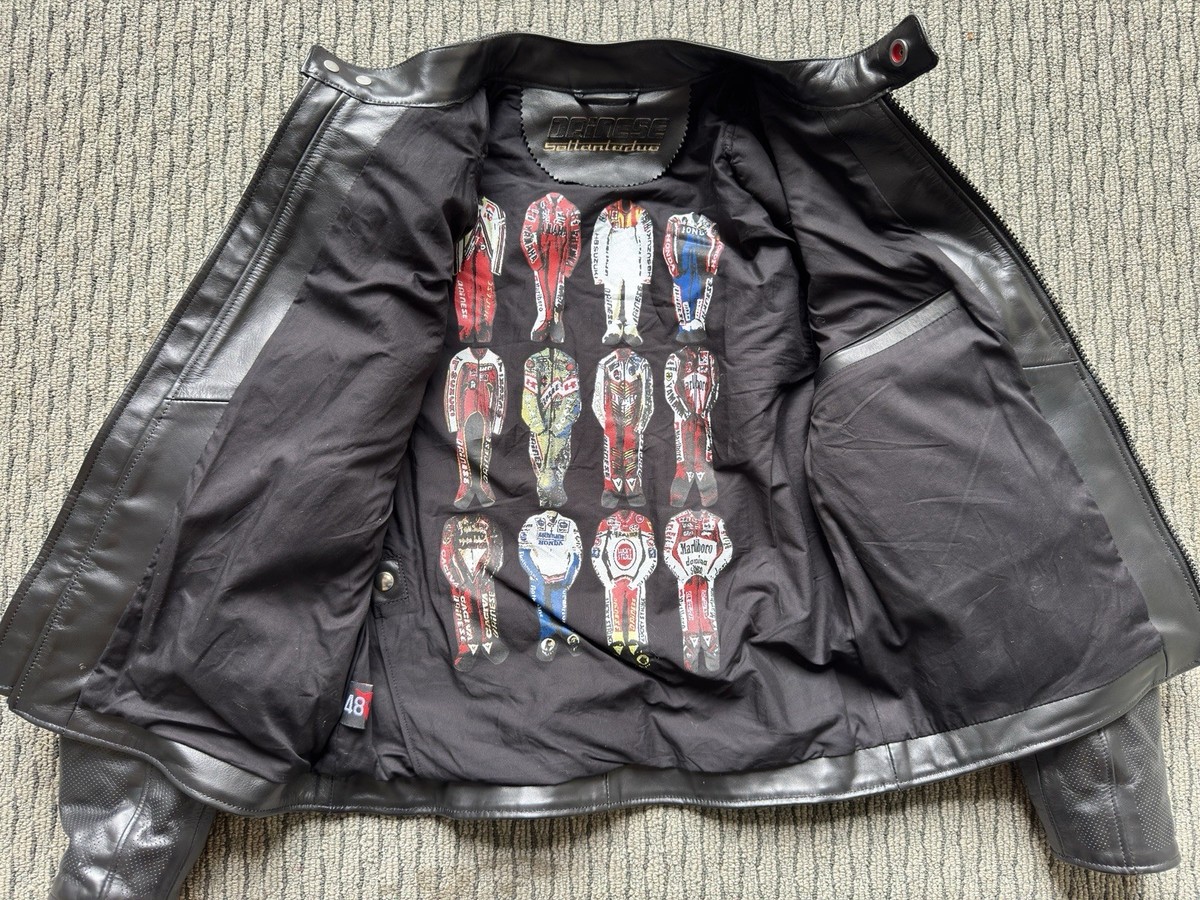 Dainese Settantadue Rapida 72 Leather Motorcycle Jacket Men SZ 48