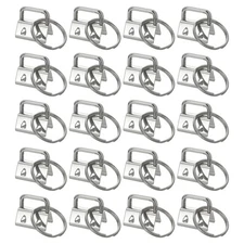20Pcs 20mm Key Fob Hardware with Keychain Ring for Webbing Silver Tone