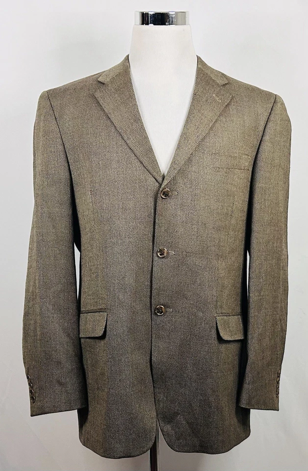 Abrigo Deportivo Claiborne 42L 100% Lana Beige Espiga Tres Botones Forrado Ventilado Foto 2 de 4