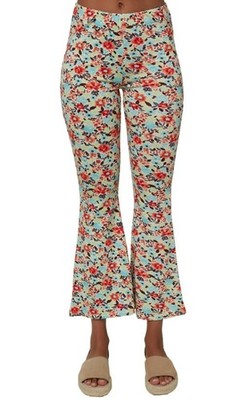 O'Neill Women's Dallen Floral Print Elastic Waist Flare-Leg Pants Multi XLarge
