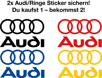 2x Audi Logo + Ringe Aufkleber Sticker Auto Tuning Folie viele Farben