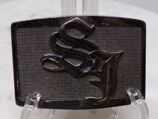 Vintage Chrome Look Mid Century Initials SF Belt Buckle